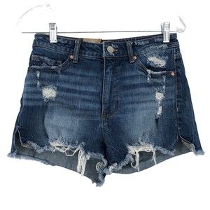 BKE Denim Buckle womens Blue Jean Shorts Billie High Rise Distressed Size 26
